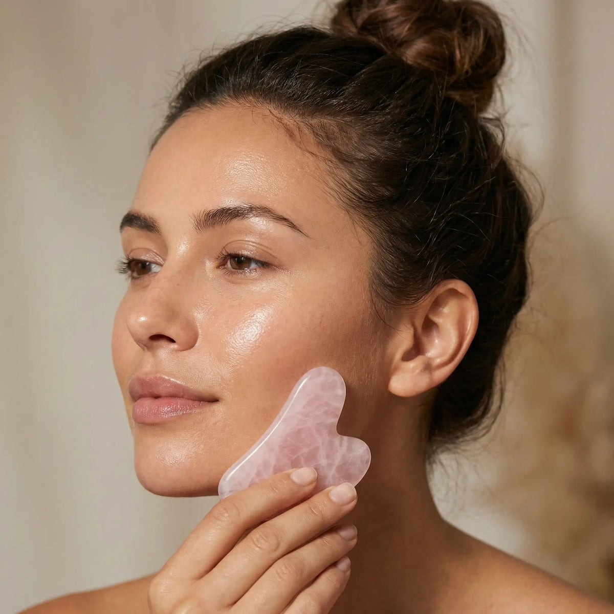 Rose quartz gua sha sculpting stone