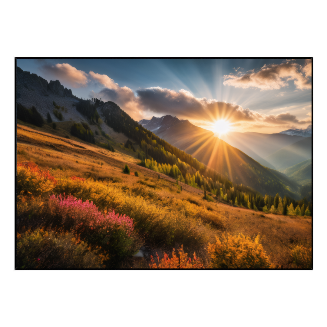 Mountain Sunset Landscape for Style and Warmth - Heated Wall Art