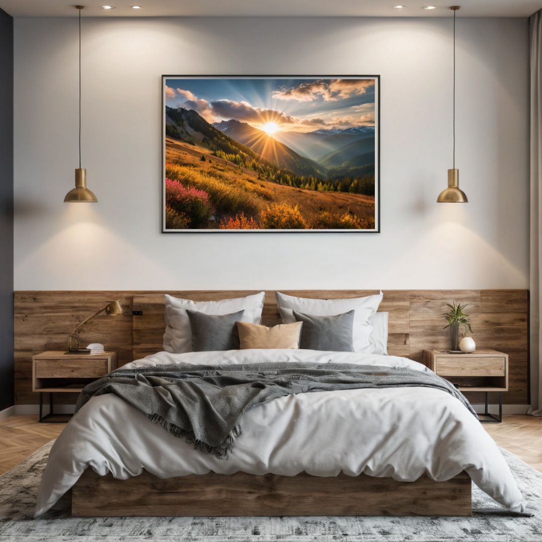 Mountain Sunset Landscape for Style and Warmth - Heated Wall Art