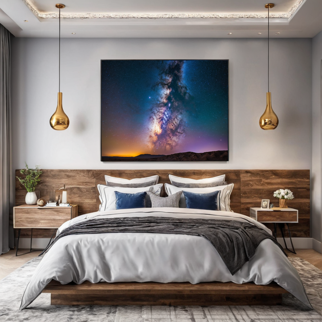 Starry Galaxy Night for Style and Warmth - Heated Wall Art