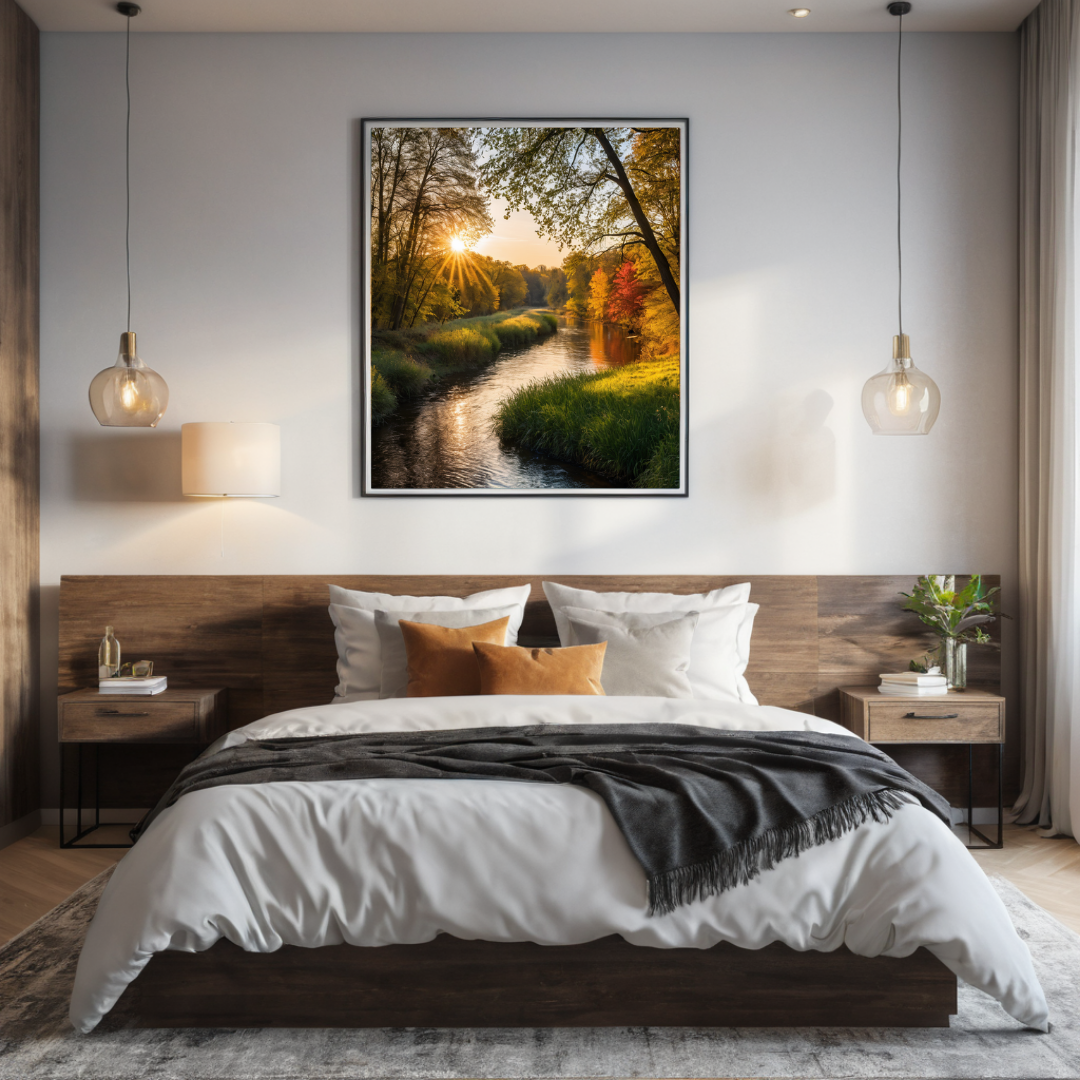 Golden River Sunrise for Style and Warmth - Heated Wall Art