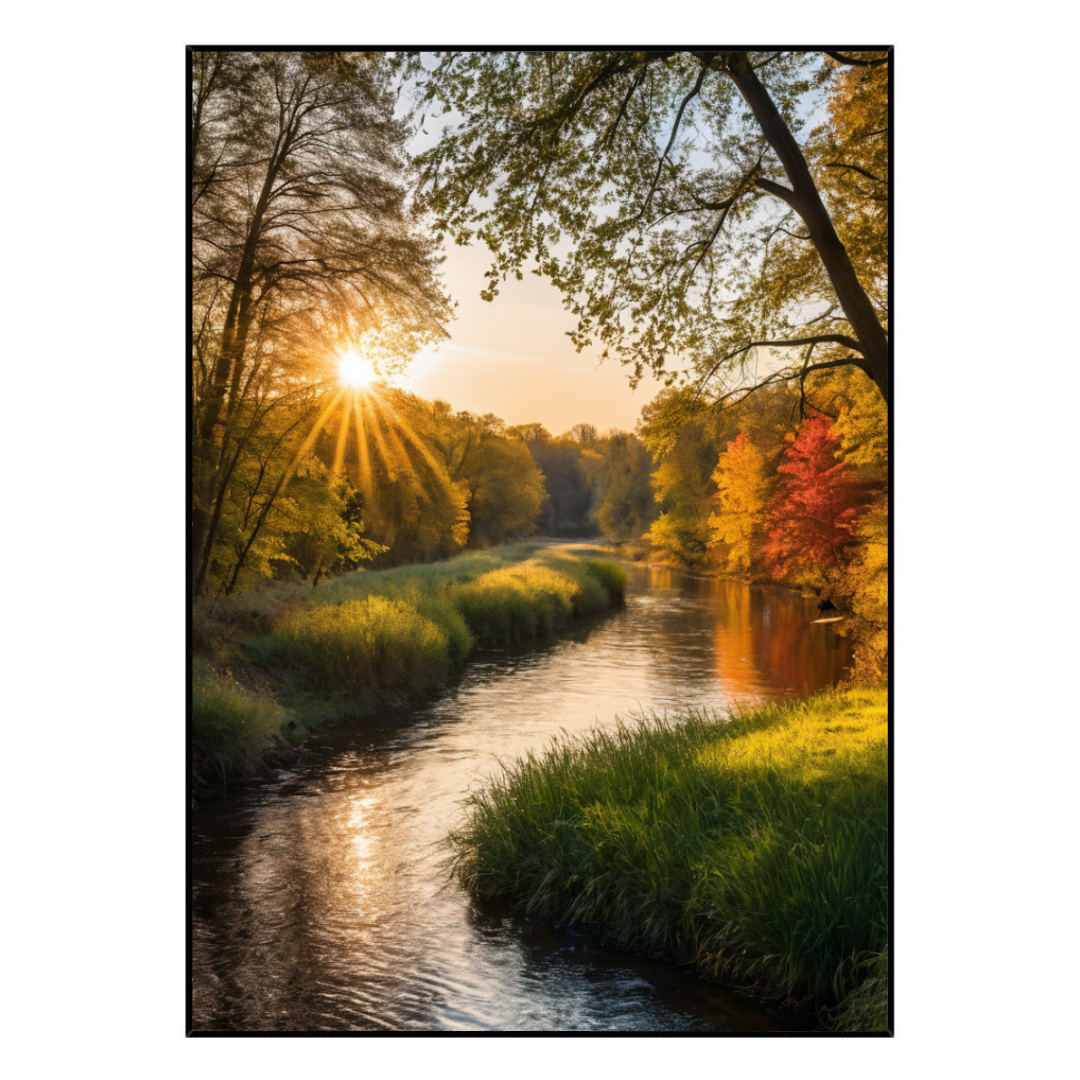 Golden River Sunrise for Style and Warmth - Heated Wall Art