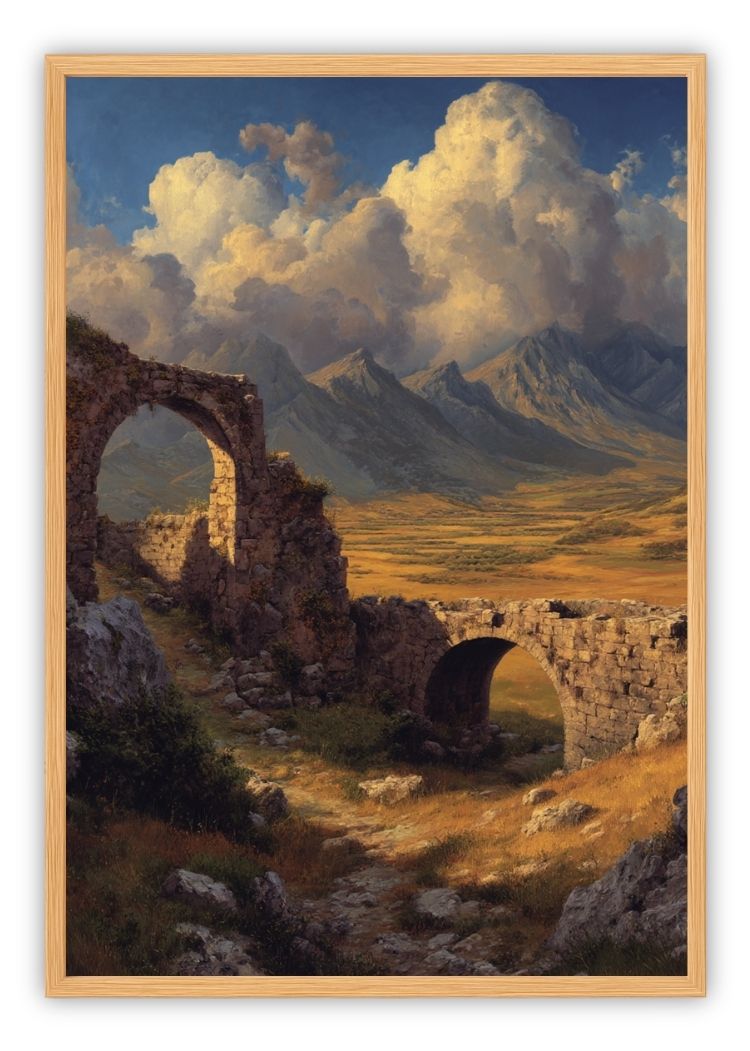 Ancient Stone Arch & Mountain