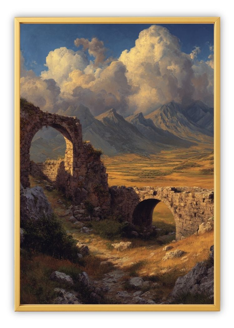 Ancient Stone Arch & Mountain
