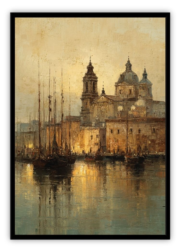 Harbor Sunset in Old Europe